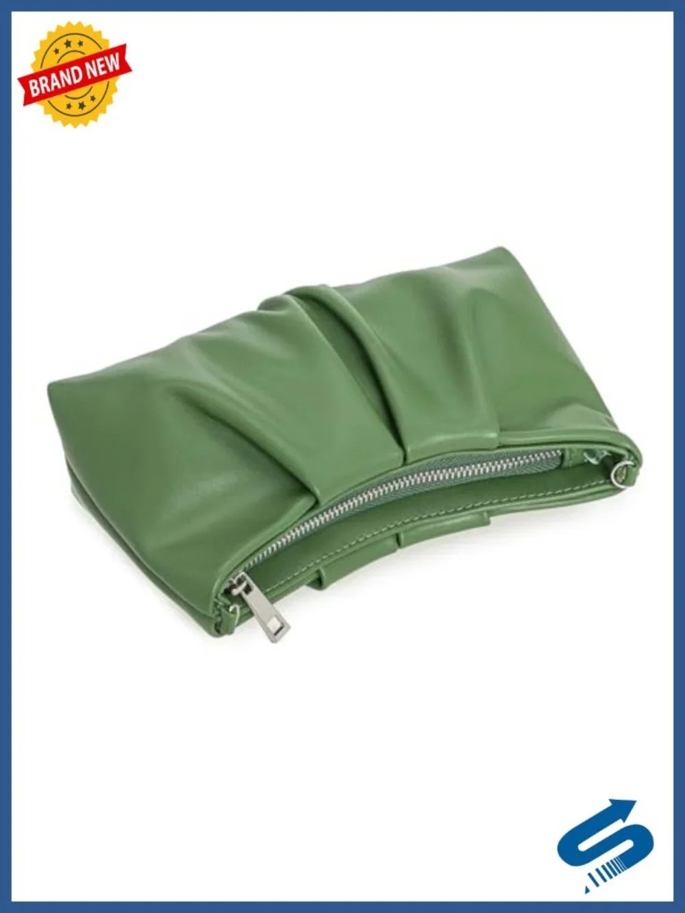 Pleated PU Leather Clutch Bag for Women Formal Party Wedding Prom